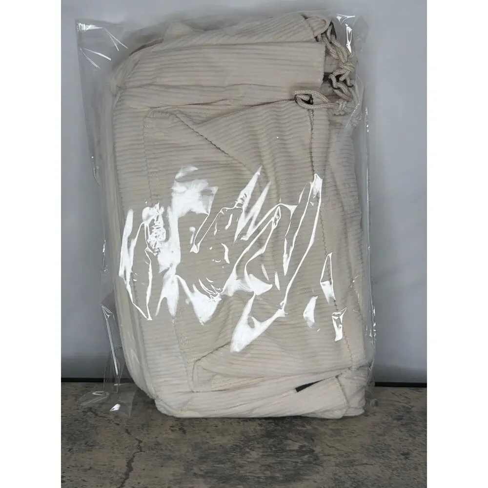 Lightweight Corduroy School Bookbag, Large Laptop Backpack- Beige